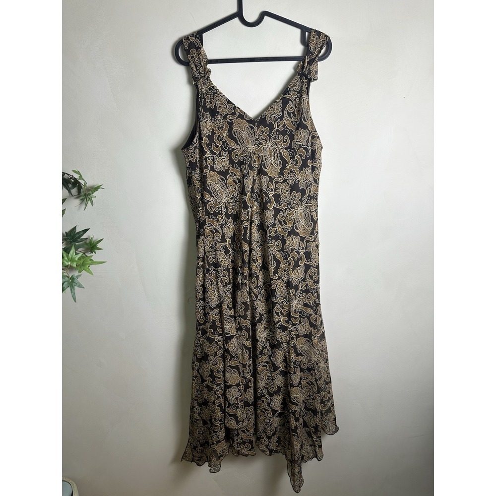 R&M RICHARDS Brown Paisley Fairycore Dress Women's‎ Size 18 VINTAGE Y2K